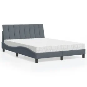 Bed with dark gray velvet mattress 140x200 cm by vidaXL, Beds and slatted bases - Ref: Foro24-3208599, Price: 386,21 €, Disco...