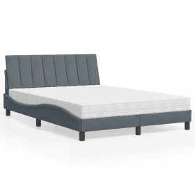 Bett mit dunkelgrauer Samtmatratze 140x200 cm von vidaXL, Betten und Lattenroste - Ref: Foro24-3208599, Preis: 392,81 €, Raba...