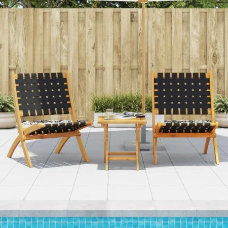 Klappbare Gartenstühle, 2 Stück, Akazienholz und schwarzer Stoff von vidaXL, Gartenstühle - Ref: Foro24-366510, Preis: 117,19...