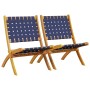 Sillas de jardín plegables 2 uds madera de acacia y tela azul de vidaXL, Sillas de jardín - Ref: Foro24-366512, Precio: 99,38 €