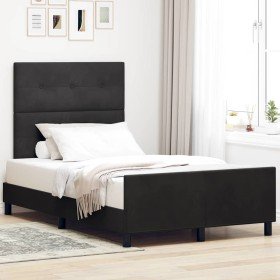 Estructura de cama con cabecera Negro 120 x 190 cm Terciopelo Estructura de cama con cabecera Negro 120 x 190 cm Terciopelo