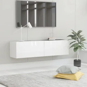 Glänzend weißer Sperrholz-TV-Schrank 120x30x30 cm von vidaXL, TV-Möbel - Ref: Foro24-801496, Preis: 99,81 €, Rabatt: %