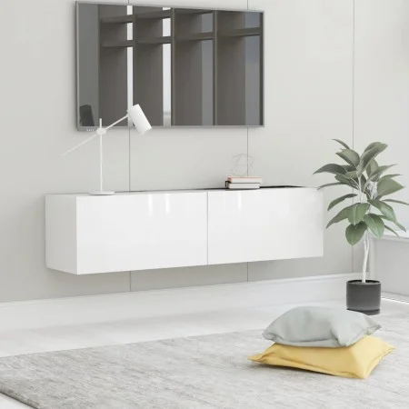 Glossy white plywood TV cabinet 120x30x30 cm by vidaXL, TV Furniture - Ref: Foro24-801496, Price: 102,05 €, Discount: %