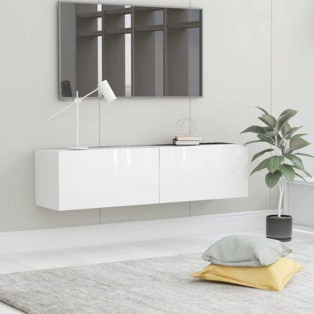 Glänzend weißer Sperrholz-TV-Schrank 120x30x30 cm von vidaXL, TV-Möbel - Ref: Foro24-801496, Preis: 91,29 €, Rabatt: %