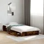 Bett aus geräuchertem Eichenholzwerkstoff mit Schubladen 90x190 cm von vidaXL, Betten und Lattenroste - Ref: Foro24-3280710, ...