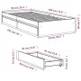 Bett aus geräuchertem Eichenholzwerkstoff mit Schubladen 90x190 cm von vidaXL, Betten und Lattenroste - Ref: Foro24-3280710, ...