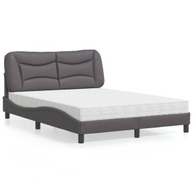 Bed with gray synthetic leather mattress 120x200 cm by vidaXL, Beds and slatted bases - Ref: Foro24-3208713, Price: 374,07 €,...