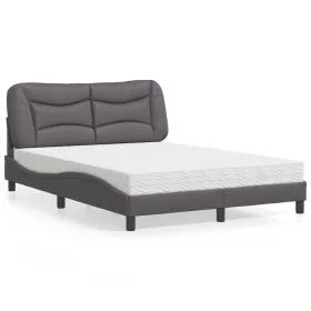 Bed with gray synthetic leather mattress 120x200 cm by vidaXL, Beds and slatted bases - Ref: Foro24-3208713, Price: 374,25 €,...