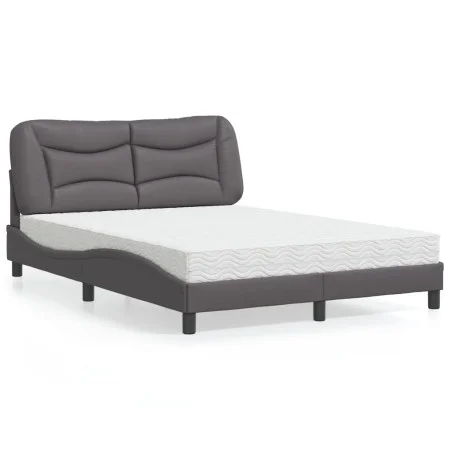 Bed with gray synthetic leather mattress 120x200 cm by vidaXL, Beds and slatted bases - Ref: Foro24-3208713, Price: 374,25 €,...