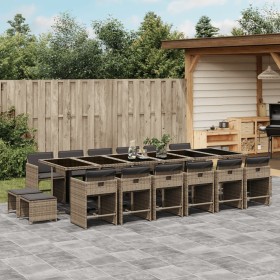 Garden dining set 17 pieces and gray synthetic rattan cushions by vidaXL, Garden sets - Ref: Foro24-3277951, Price: 944,94 €,...