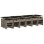 Set comedor de jardín 17 pzas y cojines ratán sintético gris