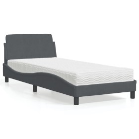 Cama con colchón terciopelo gris oscuro 90x200 cm de vidaXL, Camas y somieres - Ref: Foro24-3208332, Precio: 254,34 €, Descue...