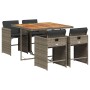 5-teiliges Garten-Essset mit grauen synthetischen Rattankissen von vidaXL, Gartensets - Ref: Foro24-3277849, Preis: 294,74 €,...