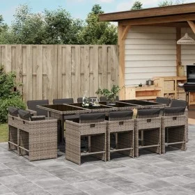 Garden dining set with cushions 13 pieces gray synthetic rattan by vidaXL, Garden sets - Ref: Foro24-3277987, Price: 880,54 €...