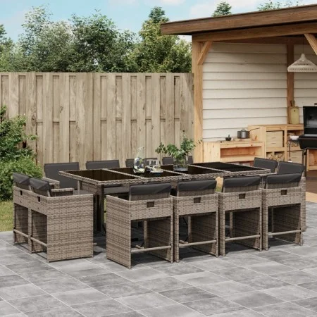 Garden dining set with cushions 13 pieces gray synthetic rattan by vidaXL, Garden sets - Ref: Foro24-3277987, Price: 880,54 €...