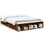 Smoked oak engineered wood bed frame 135x190cm by vidaXL, Beds and slatted bases - Ref: Foro24-3280591, Price: 134,69 €, Disc...