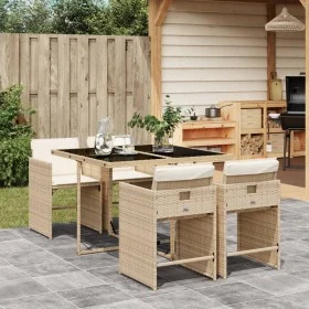 5-teiliges Garten-Essset mit beigen Kissen aus synthetischem Rattan von vidaXL, Gartensets - Ref: Foro24-3277845, Preis: 325,...
