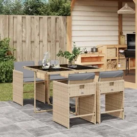 5-piece garden dining set with beige synthetic rattan cushions by vidaXL, Garden sets - Ref: Foro24-3277847, Price: 350,25 €,...