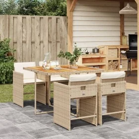 5-piece garden dining set with beige synthetic rattan cushions by vidaXL, Garden sets - Ref: Foro24-3277851, Price: 360,94 €,...