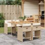 Set comedor de jardín 5 pzas con cojines ratán sintético beige