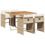 5-piece garden dining set with beige synthetic rattan cushions by vidaXL, Garden sets - Ref: Foro24-3277851, Price: 296,33 €,...