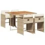 5-piece garden dining set with beige synthetic rattan cushions by vidaXL, Garden sets - Ref: Foro24-3277851, Price: 360,94 €,...
