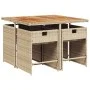 5-teiliges Garten-Essset mit beigen Kissen aus synthetischem Rattan von vidaXL, Gartensets - Ref: Foro24-3277851, Preis: 292,...
