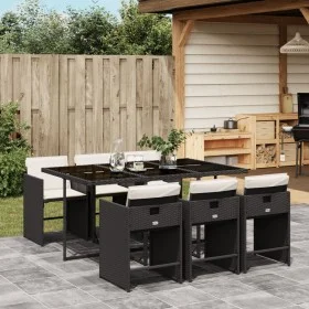 7-piece garden dining set and black synthetic rattan cushions by vidaXL, Garden sets - Ref: Foro24-3277853, Price: 477,57 €, ...