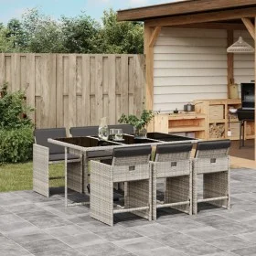 Garden dining set 7 pieces and light gray synthetic rattan cushions by vidaXL, Garden sets - Ref: Foro24-3277858, Price: 424,...