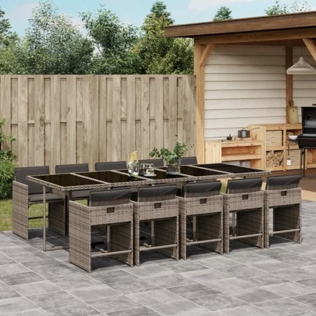 Garden dining set 11 pieces and gray synthetic rattan cushions by vidaXL, Garden sets - Ref: Foro24-3277879, Price: 856,43 €,...