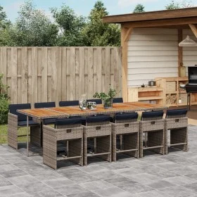 Garden dining set 11 pieces and gray synthetic rattan cushions by vidaXL, Garden sets - Ref: Foro24-3277885, Price: 938,38 €,...