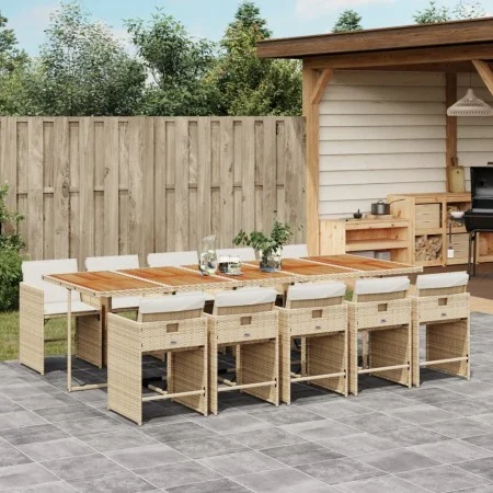 11-piece garden dining set with beige synthetic rattan cushions by vidaXL, Garden sets - Ref: Foro24-3277887, Price: 945,87 €...