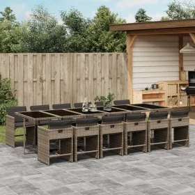 Garden dining set with cushions 13 pieces gray synthetic rattan by vidaXL, Garden sets - Ref: Foro24-3277891, Price: 1,00 €, ...