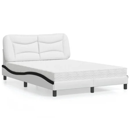 Bett mit weiß-schwarzem Kunstleder-Matratze 120x200 cm von vidaXL, Betten und Lattenroste - Ref: Foro24-3208716, Preis: 384,6...