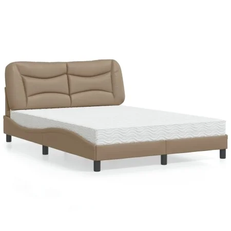 Cama con colchón cuero sintético capuchino 140x190 cm de vidaXL, Camas y somieres - Ref: Foro24-3208721, Precio: 408,21 €, De...