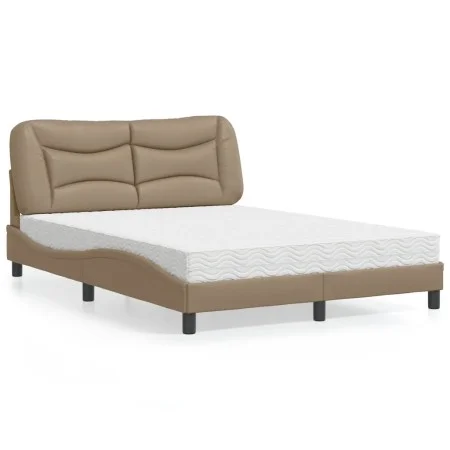 Bed with cappuccino synthetic leather mattress 140x200 cm by vidaXL, Beds and slatted bases - Ref: Foro24-3208728, Price: 449...