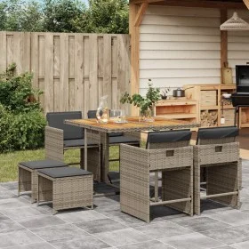 Garden dining set 9 pieces and gray synthetic rattan cushions by vidaXL, Garden sets - Ref: Foro24-3277909, Price: 468,84 €, ...