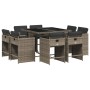 Garden dining set 9 pieces and gray synthetic rattan cushions by vidaXL, Garden sets - Ref: Foro24-3277963, Price: 445,81 €, ...