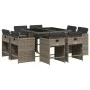 Garden dining set 9 pieces and gray synthetic rattan cushions by vidaXL, Garden sets - Ref: Foro24-3277963, Price: 516,96 €, ...