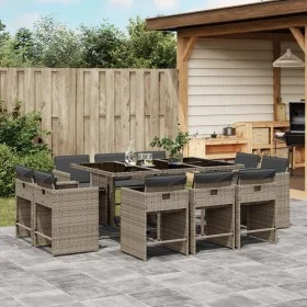 Garden dining set 11 pieces and gray synthetic rattan cushions by vidaXL, Garden sets - Ref: Foro24-3277975, Price: 679,58 €,...