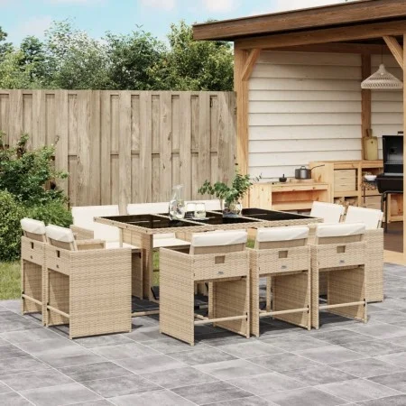 11-piece garden dining set with beige synthetic rattan cushions by vidaXL, Garden sets - Ref: Foro24-3277977, Price: 686,95 €...