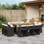 11-teiliges Garten-Essset mit schwarzen synthetischen Rattankissen von vidaXL, Gartensets - Ref: Foro24-3277982, Preis: 592,8...