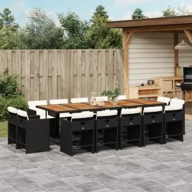 Garden dining set with cushions 15 pieces black synthetic rattan by vidaXL, Garden sets - Ref: Foro24-3278006, Price: 957,56 ...