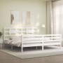 Doppelbettgestell mit weißem Massivholz-Kopfteil von vidaXL, Betten und Lattenroste - Ref: Foro24-3194457, Preis: 163,02 €, R...