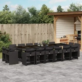 17-teiliges Gartenmöbel-Set mit schwarzen synthetischen Rattankissen von vidaXL, Gartensets - Ref: Foro24-3278010, Preis: 990...