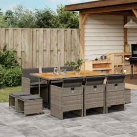 Garden dining set 11 pieces and gray synthetic rattan cushions by vidaXL, Garden sets - Ref: Foro24-3277741, Price: 689,11 €,...