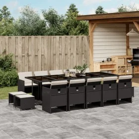 Garden dining set with cushions 15 pieces black synthetic rattan by vidaXL, Garden sets - Ref: Foro24-3277757, Price: 993,31 ...