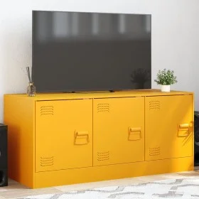 Senfgelber TV-Schrank aus Stahl, 99 x 39 x 44 cm von vidaXL, TV-Möbel - Ref: Foro24-841646, Preis: 91,85 €, Rabatt: %