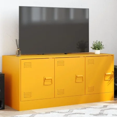 Mueble para TV de acero amarillo mostaza 99x39x44 cm de vidaXL, Muebles TV - Ref: Foro24-841646, Precio: 91,85 €, Descuento: %