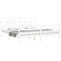 Double bed frame with white solid wood headboard by vidaXL, Beds and slatted bases - Ref: Foro24-3194457, Price: 163,02 €, Di...